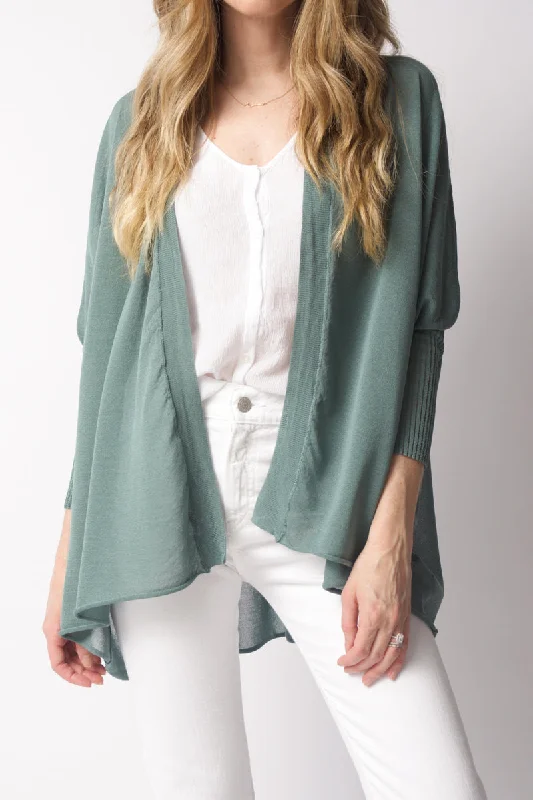 Open 3/4 Sleeve Cardigan in Mint