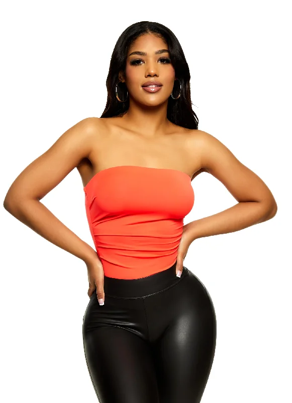 Haute Monde Ruched Strapless Bodysuit