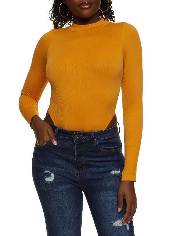 Ribbed Mock Neck High Cut Seamless Bodysuit