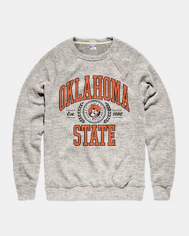 OSU Cowboys Laurel Seal Athletic Grey Crewneck