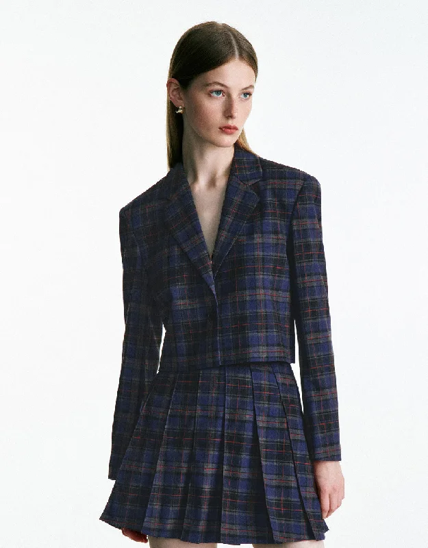 Plaid Cropped Blazer