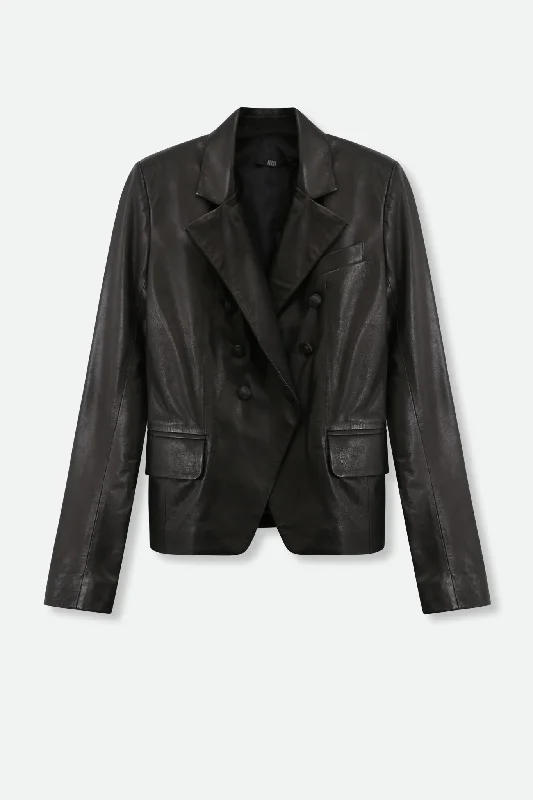 6 Button Leather Blazer