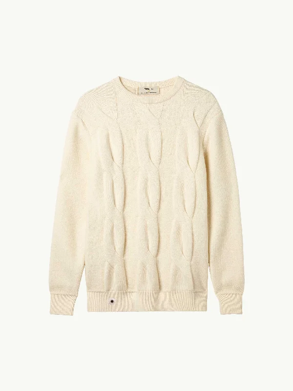 The Exploded Cable Crewneck - Raw White