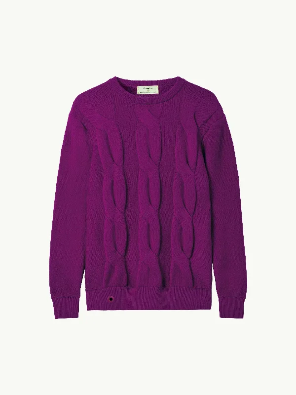 The Exploded Cable Crewneck - Royal Purple