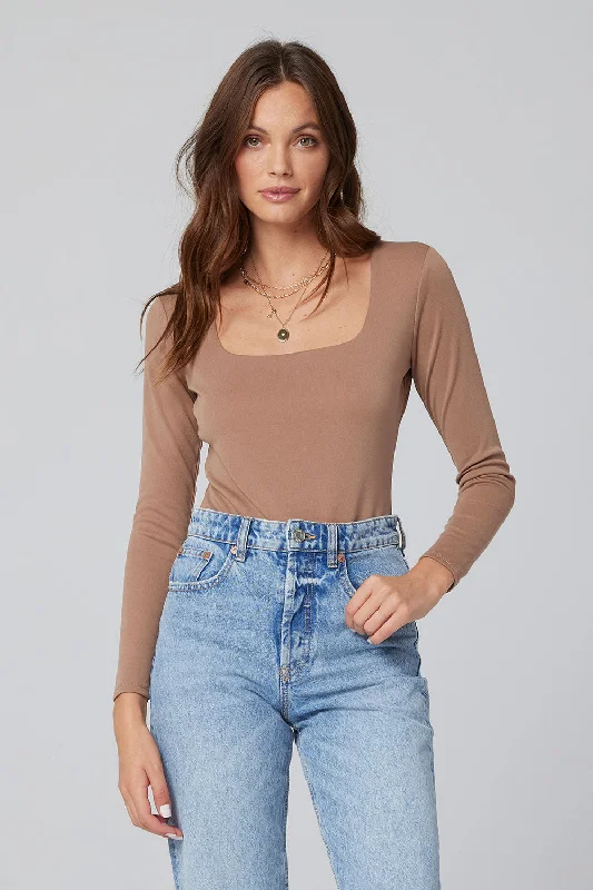 The Long Sleeve Bodysuit by Saltwater Luxe - Chai