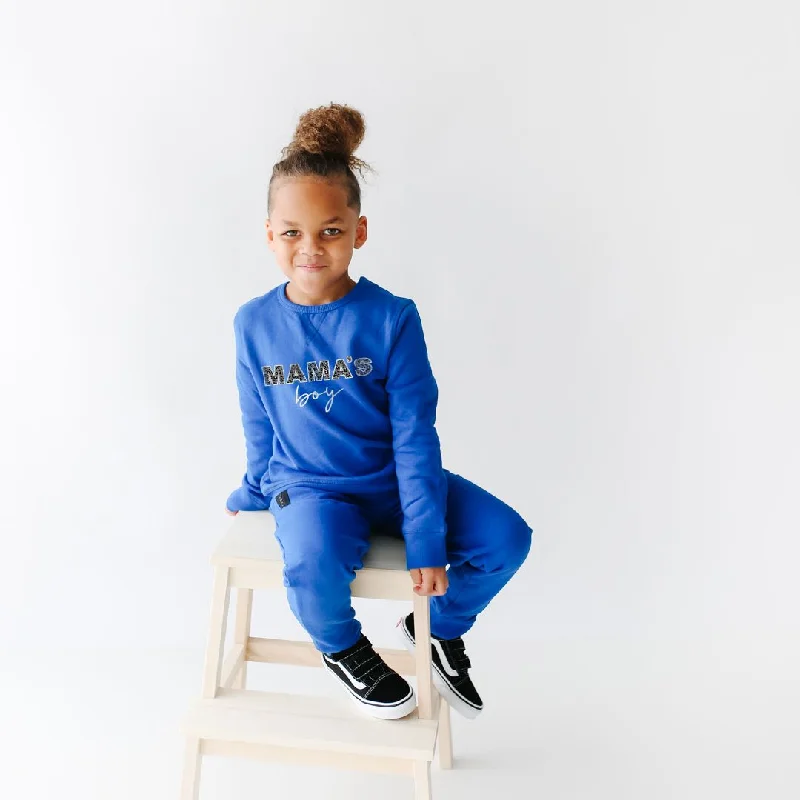 The Mama's Boy Sweatshirt - Cobalt + Leopard