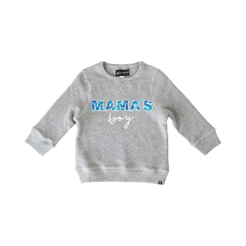 The Mama's Boy Sweatshirt - Grey + Blue Camo