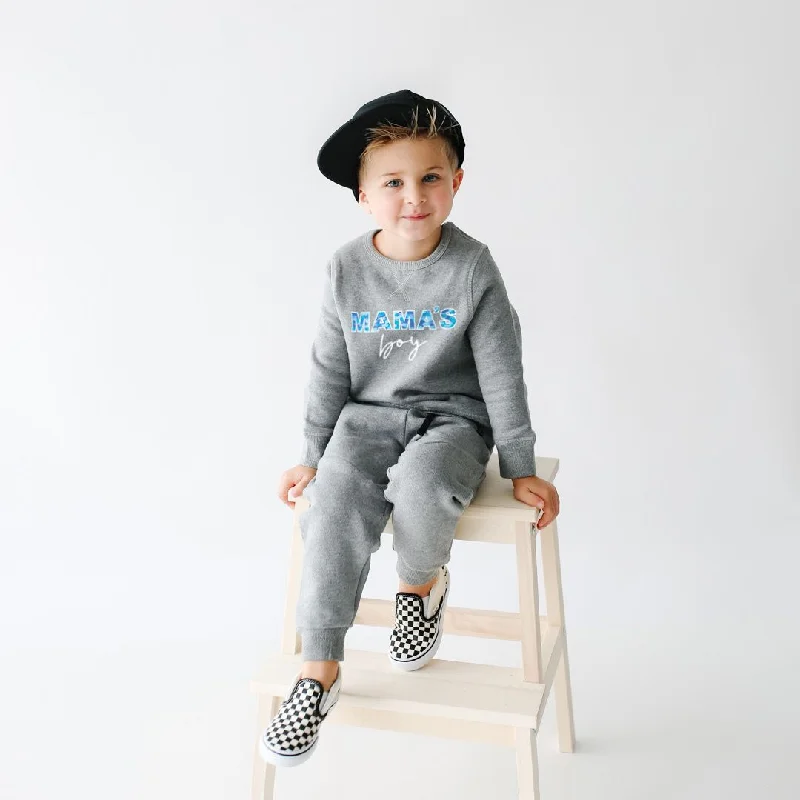 The Mama's Boy Sweatshirt - Grey + Blue Camo