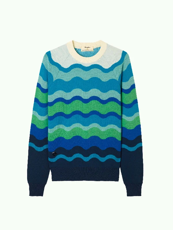 The Wave Crewneck - Turquoise Blue