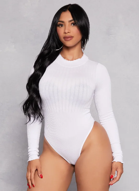 Seamless Mock Neck Long Sleeve Bodysuit