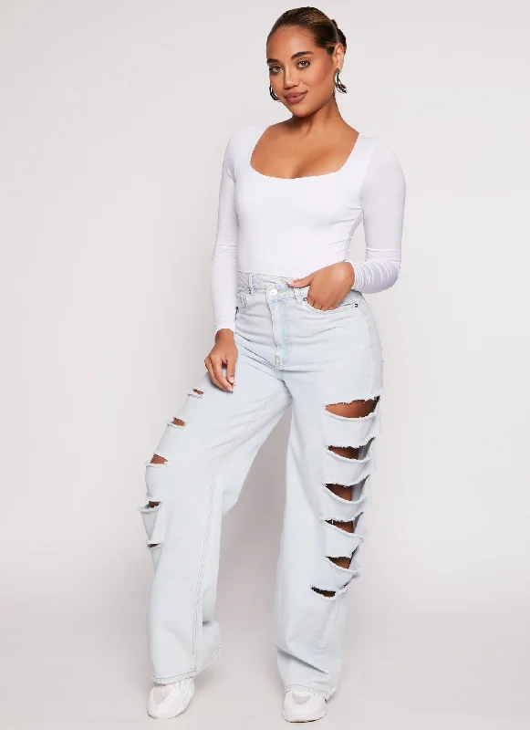 Square Neck Long Sleeve Bodysuit