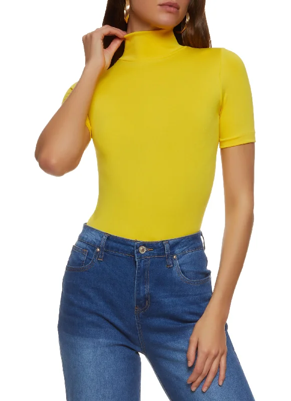 Mock Neck Seamless Short Sleeve Bodysuit