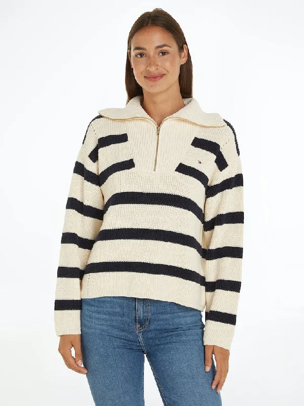 Cardigan Stitch Relaxed Half-Zip Jumper