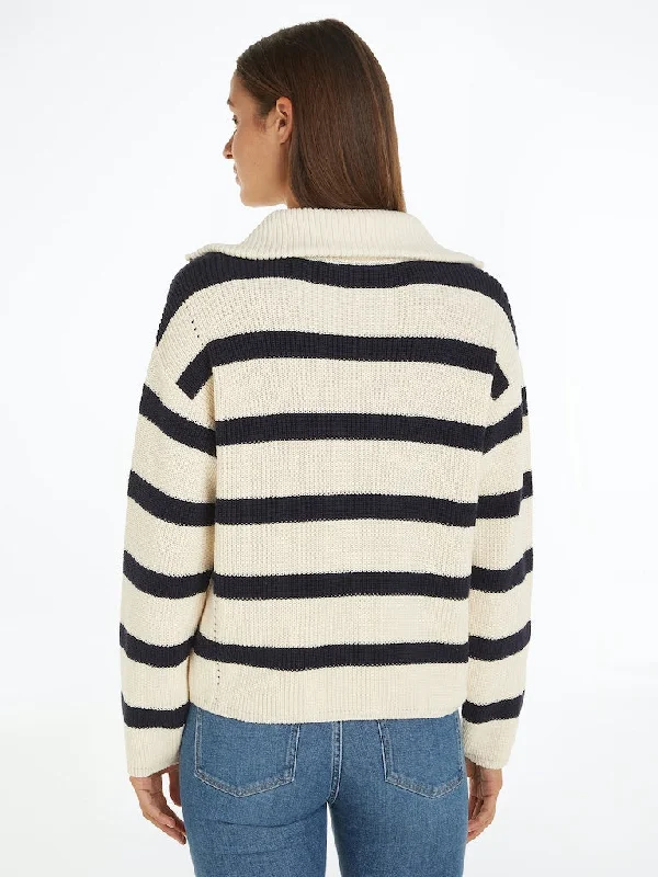 Cardigan Stitch Relaxed Half-Zip Jumper