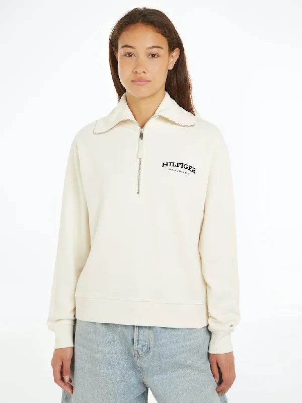 Hilfiger Monotype Flock Logo Half-Zip Sweatshirt