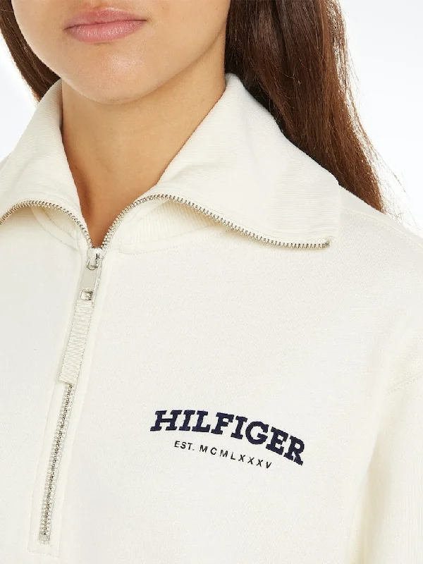 Hilfiger Monotype Flock Logo Half-Zip Sweatshirt