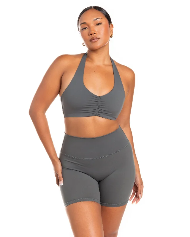 Halter Scrunch Bra - Cloud Grey