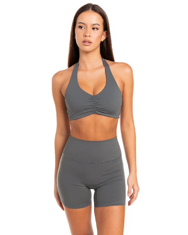 Halter Scrunch Bra - Cloud Grey