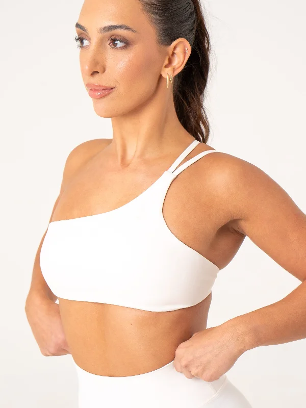 NKD One Shoulder Sports Bra - Off White