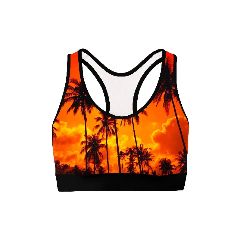 Palm Tree Sunset Sports Bra