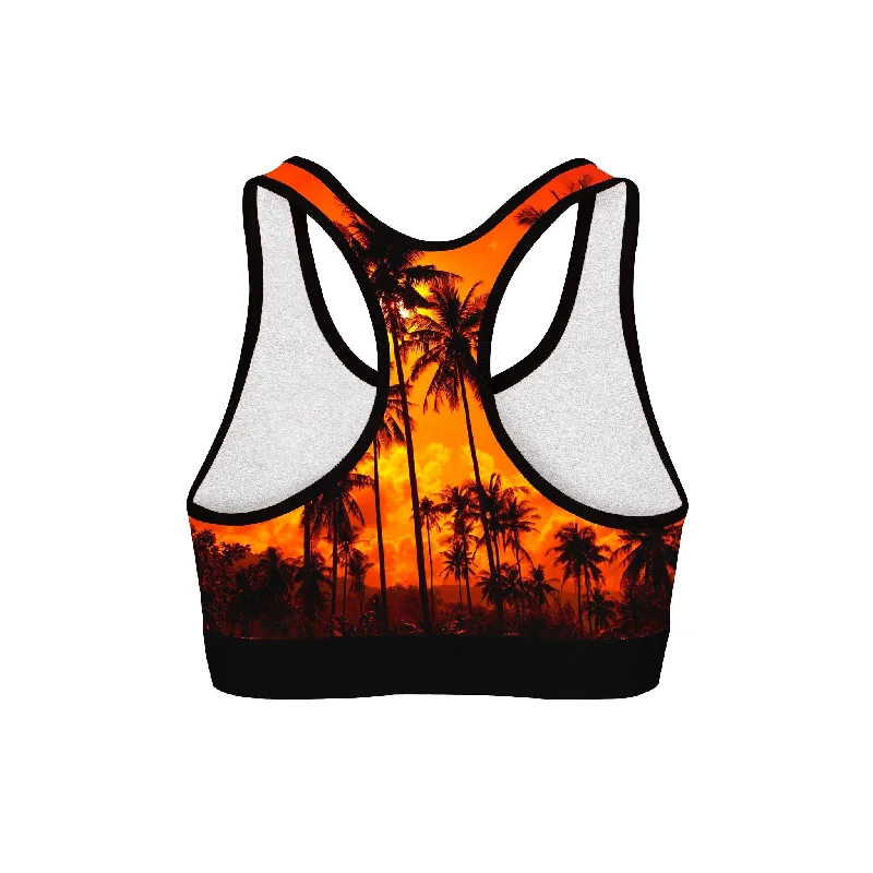 Palm Tree Sunset Sports Bra