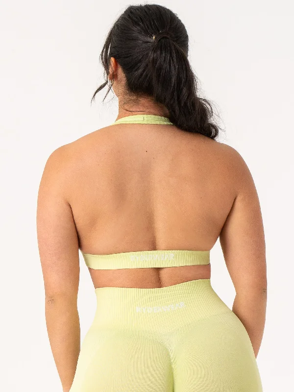 Rib Seamless Halter Sports Bra - Lime