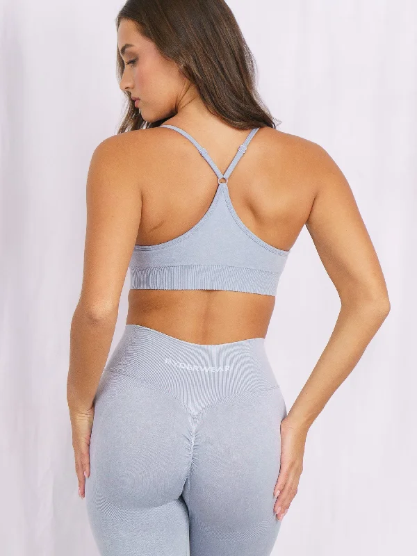 Stonewash Seamless Sports Bra - Dusty Blue Stonewash