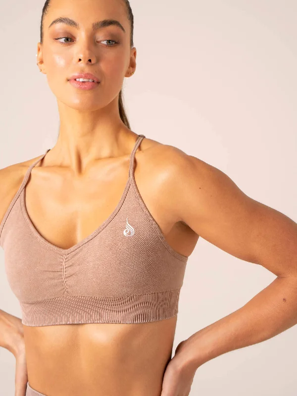 Stonewash Seamless Sports Bra - Tan Stonewash