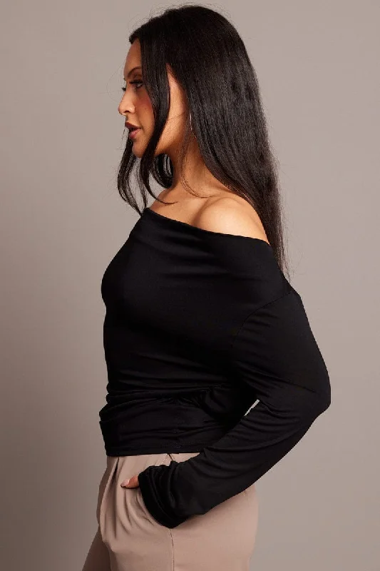 Black Off Shoulder Top Long Sleeve