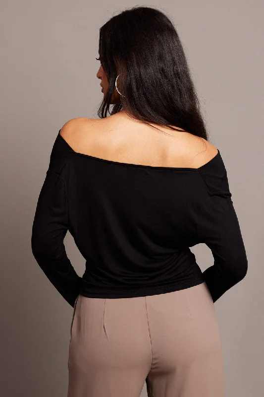 Black Off Shoulder Top Long Sleeve