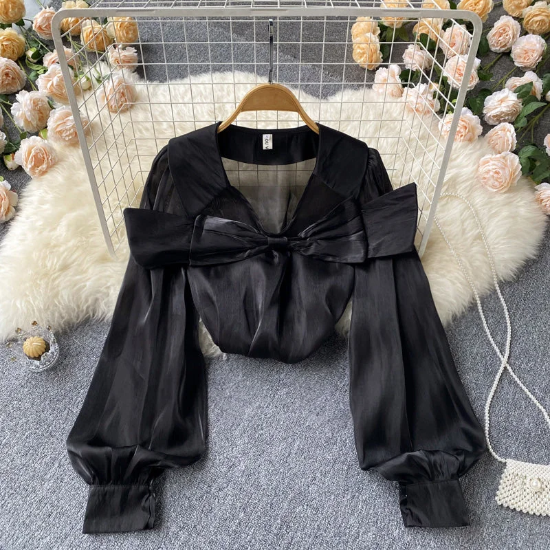 Cute bow long sleeve top     S207