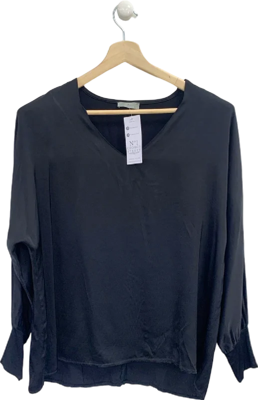 No. 1 George Street Black V-Neck Long Sleeve Top UK M/L