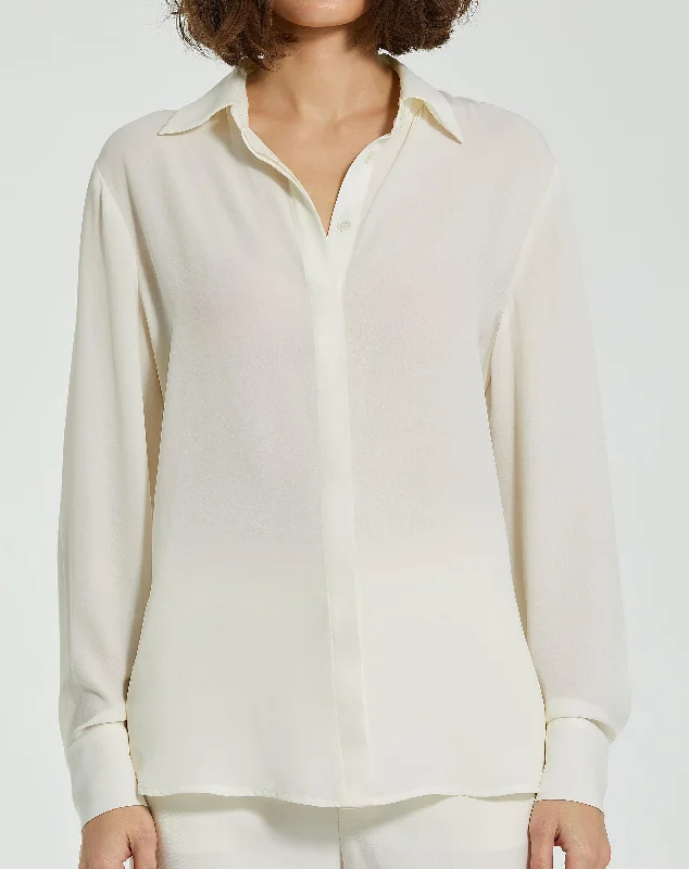 The Bentley Long Sleeve Button Up Georgette Blouse